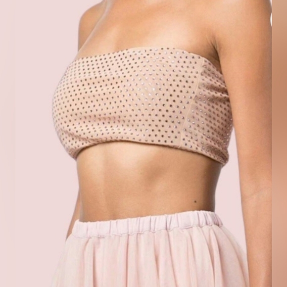 Cynthia Rowley Pink Studded Crop Top - Picture 2 of 11